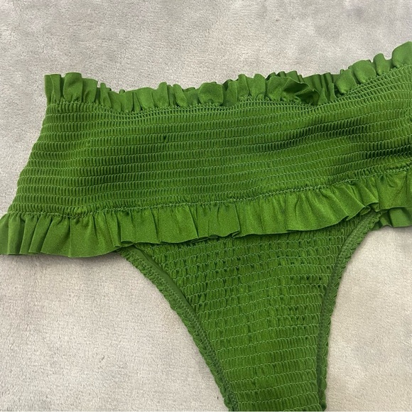 New! BFYNE Blayze Green Ruffled Smocked Bikini Bottom 10482 - Picture 4 of 9